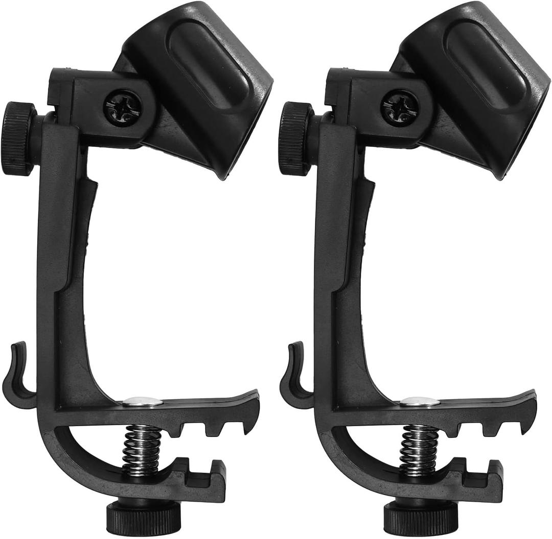 2-PCS Microphone Clips for Drums and Stands - Adjustable Drum Loop Mic Clips