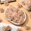 Thiccywoov 100 Pcs Flowers Long Stem Artificial Rose, 3.2 Inches Silk Rose Head Flowers Fake for Wedding Bridal Bouquet Independence Day Home Floral DIY Centerpieces Party Decoration(Nude)