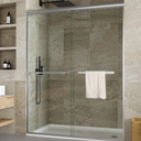 GARVEE Frameless Bypass Shower Door 5/16" (8mm) Glass Thickness Brushed Silver