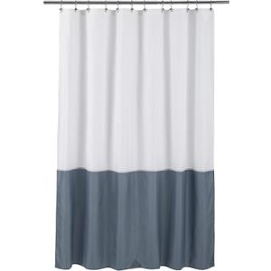 ALYVIA SPRING Waterproof Fabric Shower Curtain Liner - Soft & Light-Weight Cloth Shower Liner, 3 Bottom Magnets, Hotel Quality & Machine Washable - Standard Size 72x72, White and Stone Blue
