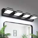 Torondo LED Modern Bathroom Vanity Light Fixtures, 4-Light Acrylic Bathroom Light Fixtures, Matte Black Wall Lighting Fixtures Over Mirror (White Light 5000K) (4-Light, 27-Inch, 5000K)
