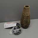 Arturesthome 1 Light Boho Rattan Pendant Light Fixtures, Mini Farmhouse Natural Chandelier Pendant Light, Retro Wicker Hanging Lamp for Kitchen Island (5.8"x13.75")