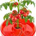 8 Sets Tomato Watering Ring, Aqua-Direct Red Tomato Halo for Vegetable Direct Root Irrigation, Cuts Runoff, Promotes Vigorous Plant Growth | Rapid-Stake Mount Red