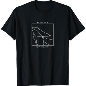 Places Around The World: Lost Coast, California T-Shirt T-Shirt (Small, Black)