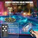 SZMP Remote Control Solar Fountain with Colorful Lights,Solar Water Fountain for Bird Bath Garden Outdoor Decor,Built-in 4000mAh Battery 7 Nozzle 4 Fixer