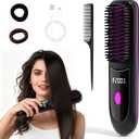 Ameilika Cordless Hair Straightener Brush Pro for Short Hair, 3 Speed Temp with LED Display, Fast Heating Portable USB Rechargeable, Safe Auto Shut Off, Perfect for Girls on the Go (Black)