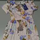 Girls Short Sleeves Floral Printed Dresses with Pocket and Elastic Waistband 130