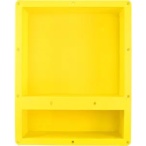Ready for Tile Waterproof Leak Proof 16" x 20" Bathroom Recessed Shower Niche - Double Bathroom Shelf Organizer Storage for Shampoo & Toiletry Storage - Flush Mount Installation Yellow