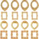 16Pcs Mini Resin Picture Frames, Antique Tiny Gold Frames for Jewelry Display, Vintage Small Picture Frame for DIY Photo Crafts Holiday Party Wedding Decor
