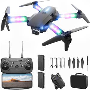 BEZGAR Drone with Camera for KIds - 1080P HD FPV RC Quadcopter with 90 Adjustable Lens, Coloeful LED Lights, Gestures Selfie, One Key Start, 360 Flips, Toys Gifts Mini Drones for Boys Girls, Black