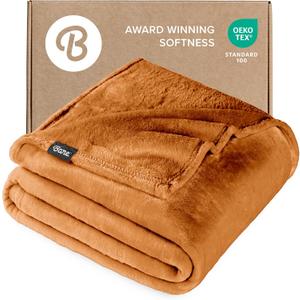 Bare Home Fleece Blanket - King Size - Ultra-Soft Lightweight for Bed, Sofa, and Couch - Luxury Microplush - Cozy Warm Blanket (King, Sienna)