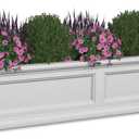 Mayne Fairfield 4ft Window Box - White - Durable Self Watering Resin Planter with Wall Mount Brackets, Plastic (5823-W)