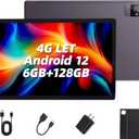 10.51 Inch Android Tablets with SIM Card Slot Unlocked, 4G LET Cellular Network, Talk Capability, Large Screen Tablet 128GB ROM 6GB RAM, GPS/WiFi/BT/Protective Case Included