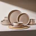 Famiware Milkyway Plates and Bowls Set, 12 Pieces Dinnerware Sets, Dishes Set for 4, Cinnamon Brown