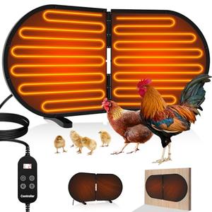 Tepoal Large Chicken Coop Heater for Winter, 220 Watts Foldable Heat Chicken Heater, Waterproof Radiant Chicks Heaters for Coop, Heater with 2 Heating Plates for Chick Kitten Puppy Pets Animals