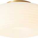 Farmhouse Gold LED Flush Mount Ceiling Light 13.8" Mid Century Modern Bathroom Ceiling Light with Milk Ribbed Shade Vintage Close to Ceiling Light Fixtures for Bedroom Stairwells MCL02-35 GD