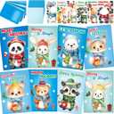 2 x Treasure Cove Winter Card Making Kit Kids Christmas Cards Bulk Winter Animal DIY Handmade Greeting Card for Holiday Xmas Home Classroom Activities Party Favor 12Pcs