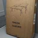 Set of 2 Folding Table 6 FT Lightweight Camping Table Portable Plastic Rectangular Outdoor Dining Table Steel Legs Fold-in-Half with Carrying Handle for Indoor, Picnic, Party, Wedding, Events(White)