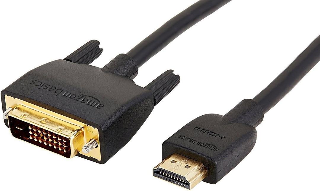 Amazon Basics HDMI to DVI Adapter Cable, Bi-Directional 1080P, Gold-Plated Connectors, 3 ft/0.9 m, Black