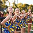 4Pcs Metallic Cheerleading Pom Poms, Creatiee 2 Pair Cheerleader Cheering Squad Pompoms for School Sports Dance Games Team Spirit Cheer