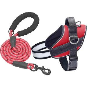 Haapaw Essential Dog Harness, No Pull Pet Vest with 3 Leash Clips, No Choke, Reflective, Adjustable and Padded, for Easy Walking and Training for Medium Dogs (M, Red)