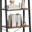 VASAGLE Ladder Shelf, 4-Tier Bookshelf, Storage Rack, Bookcase with Steel Frame, for Living Room, Home Office, Kitchen, Bedroom, Industrial Style, Rustic Brown and Ink Black ULLS44X
