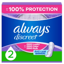 Always Discreet Incontinence Panty Liners for Bladder Leaks, Size 2, Very Light Absorbency, 120 Count