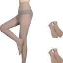 2-Pack Slightly Transparent Tights for girls, High Elasticity Sheen Glossy Anti-Slip for Work Dance Casual (M)