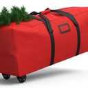 Rolling Christmas Tree Storage Bag 9 Ft Xmas Artificial Disassembled Trees, 600D Waterproof Oxford Fabric, Durable Wheels & Handles, Heavy Duty Storage Container (Red)