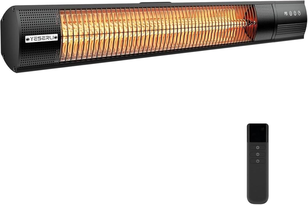Electric Patio Heater, 1500W Wall Mounted Outdoor Heater with Remote Control & 24H Timer, IP65 Waterproof Carbon Infrared Heater for Backyard, Gazebo, Garage and Restaurant (Classic)