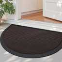 DEXI Front Door Mat Outside Entrance 20x32 Half Round Brown