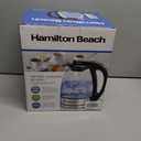 Hamilton Beach Glass Electric Tea Kettle, Water Boiler & Heater, 1 Liter, 1500 Watts for Fast Boiling, BPA Free, Cordless Serving, Auto-Shutoff & Boil-Dry Protection, Soft Blue LED 