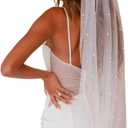 1 Tier Long Pearl Wedding Veil Bride Veil For Bachelorette Party Bride To Be Headband With Comb (Chapel length veil(300cm/118 inches), White)