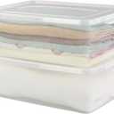 Anbers 16 Quart Clear Latching Storage Containers with Lid, Plastic Storage Box, 2 Packs