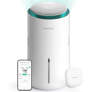 Provirtec MistFree Smart Humidifier for Bedroom, Evaporative Humidifier No White Dust, Auto Humidity & APP Control, 3L Water Tank Easy to Clean, Sleep Mode, Timing, Humidifiers for Nursery/Baby(White)