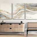 3Pcs Gold Abstract Marble Canvas Wall Art Modern Grey and Gold Fluid Painting Picture Wall Decor neutral Marble Poster Print Artwork for Bedroom Living Room Office Hotel Home Decoration