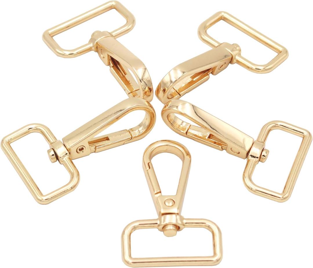 12 Pcs D Ring Swivel Lobster Claw Clasp, Push Gate Snap Hooks Trigger Clips(Gold, 1 1/4 inch)