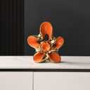 Ceramic Statue Home Decor Aesthetic Abstract Flower Sculpture Modern Decorative Statues for Living Room Bedroom Bookshelf Desktop Dinging Table Centerpiece Office (Orange and Gold)