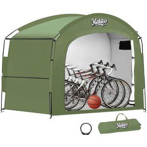 Waterproof Portable Bike Storage Tent with Extended Width for 3-5 Bikes, Clips Easy Setup Outdoor Bike Tent, Bicycle Shelter for Motorcycle, Garden Tools, Lawn Mower, XXL Bike Shed, Green
