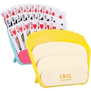 Prudiut 2 PCS Card Holders for Playing Cards, Playing Card Game Holders Tabletop Stand Cards Holder for Adults Seniors Poker Cards Game Accessory