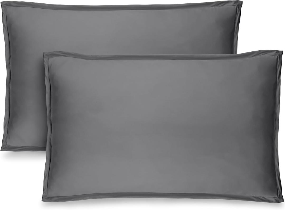 Bare Home Standard Pillow Sham Covers - Set of 2 - Premium 1800 Ultra-Soft Microfiber - Double Brushed - Stain & Fade Resistant - Bed Pillow Shams - Pillows Not Included (Set of 2, Grey)