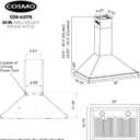 COSMO COS-63175 30 in. Vista Collection 380 CFM Ducted Wall Mount Range Hood, Button Controls, LED Lights, Stainless Steel