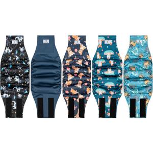 5 Pack Dog Diapers Male, Reusable Leakproof Pet Soft Dog Belly Band Wraps, High Absorbency Male Dog Diaper ,Wider Washable Belly Band for Doggy Incontinence and Puppy Training (XL(22"-27"))