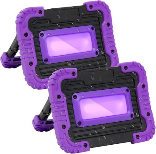 Rechargeable Black Light, Battery Powered Blacklight, Cordless 395nm Ultraviolet Flood Light for Neon Glow Party,Halloween,Body Painting,2 Packs - Amazon.com