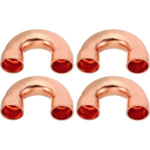 PATIKIL 1/2 Inch ID Copper Pipe Fittings, 4 Pcs 180 Degree Return Bend Copper Pipe Sweat Welding Solder Connection for HVAC Air Conditioning Hydraulic