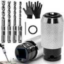 Rotary Hammer Adapter with Impact Drill Bits Set, 5 in 1 Heavy Duty Electric Impact Wrench to Drill Converter Kit - Alloy Steel Adapter + 4PCS Drill Bits for Concrete, Brick, Stone, Wood- NOT SDS Plus