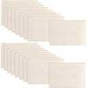 meekoo 16 Pack Blank Canvas Pouch Zipper Cosmetic Bag Bulk Plain Makeup Pouch Purse Sublimation DIY Craft Multipurpose Travel Toiletry Bag for Makeup Cosmetic Stationary Storage(M,Beige)