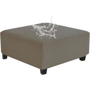Levoberg Waterproof Square Ottoman Cover Large Square Folding Storage Ottoman Bench Slipcovers Footrest Stool Covers Oversized Ottoman Coffee Table Covers Cube with Elastic Bottom L Taupe