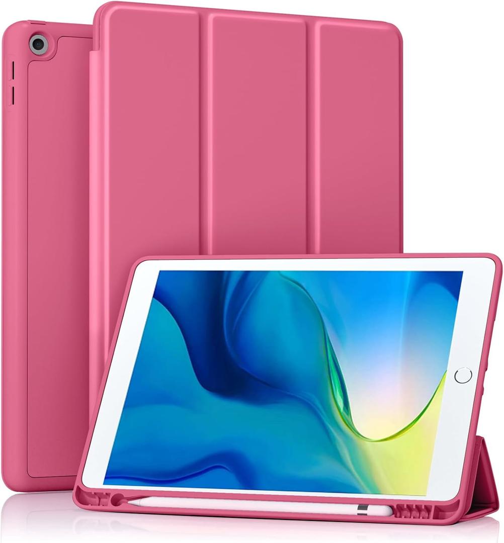 Akkerds Case Compatible with iPad 10.2 Inch 2021/2020/2019, for iPad 9th/8th/7th Generation Case with Pencil Holder, Protective with Soft TPU Back, Auto Sleep/Wake Cover, Watermelon