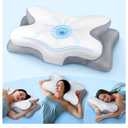 Effective Pain Relief Cervical Neck Pillow for Sleeping, Ergonomic Cooling Side Sleeper Pillow for Neck Support, Odorless Contour Memory Foam Pillows, Bed Pillow for Stomach Back Sleeper